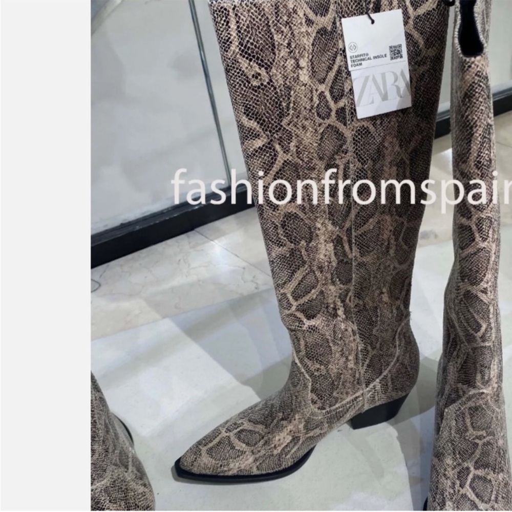 Zara Snakeskin Knee-High Boots - Picture 11 of 13